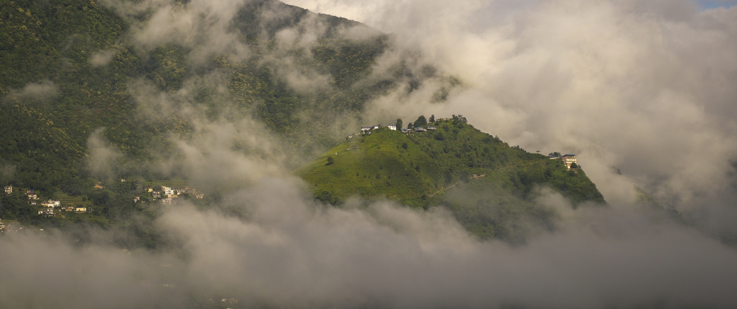 Window view Cloud and hills